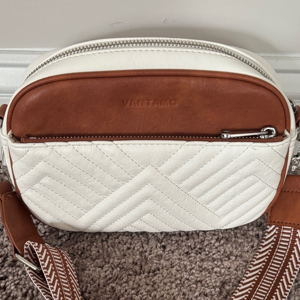 White and Brown Crossbody Bag